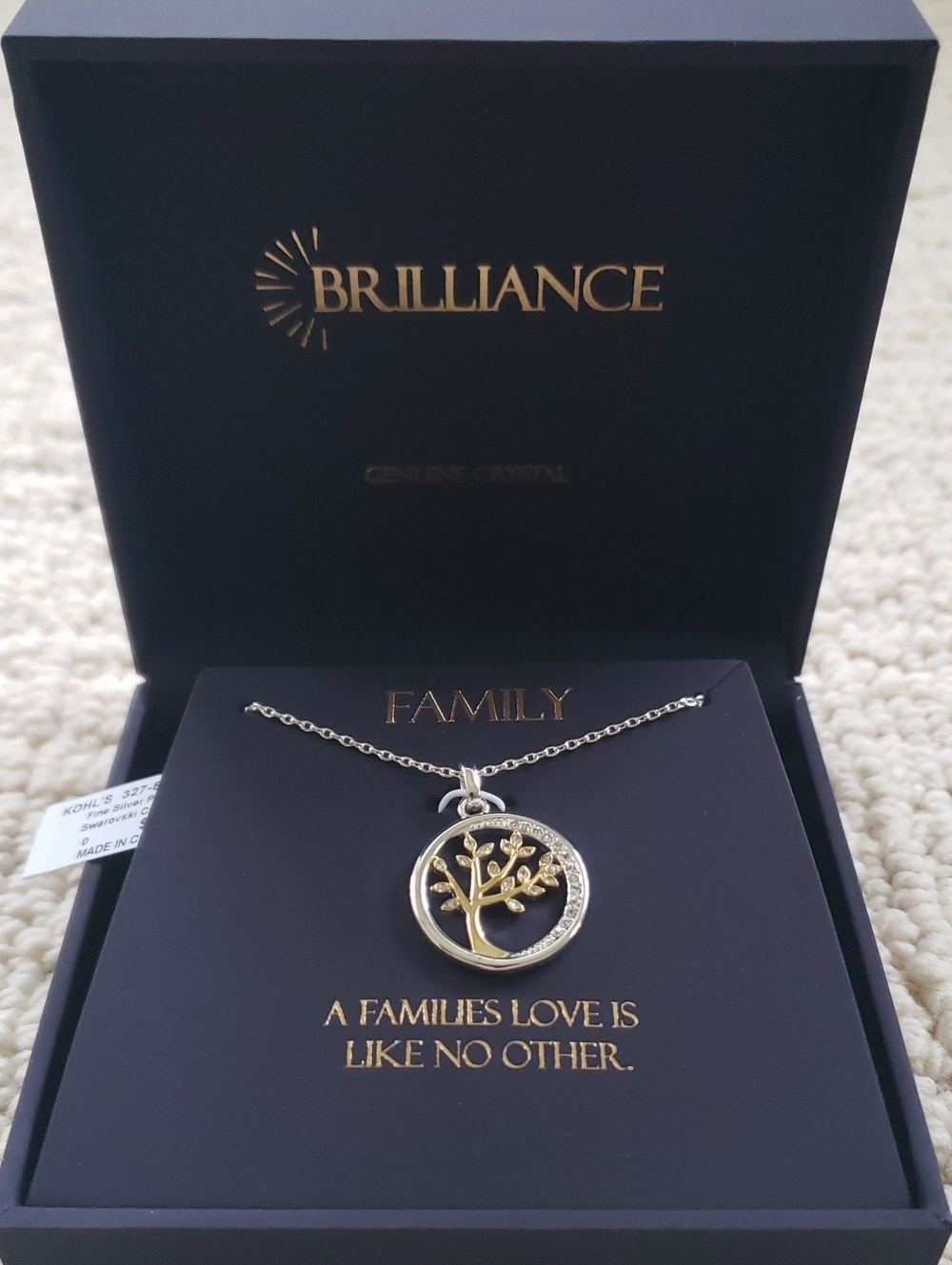 NWT - Swarovski Crystal Two-Tone Tree of Life Pendant Necklace - Gold & Silver